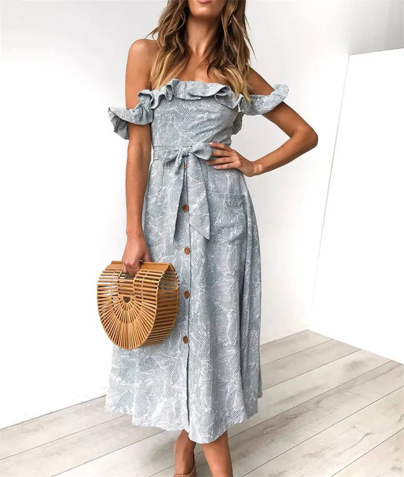 Off Shoulder Summer Boho Dress, Bohemian Summer Dress For Women