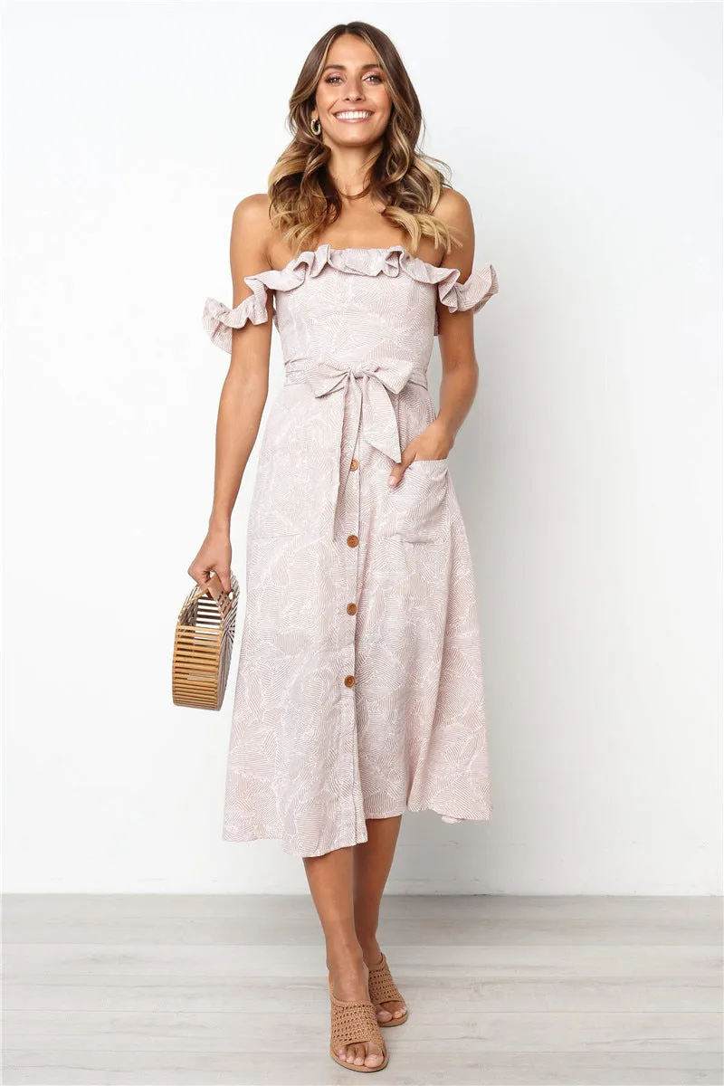 Off Shoulder Summer Boho Dress, Bohemian Summer Dress For Women