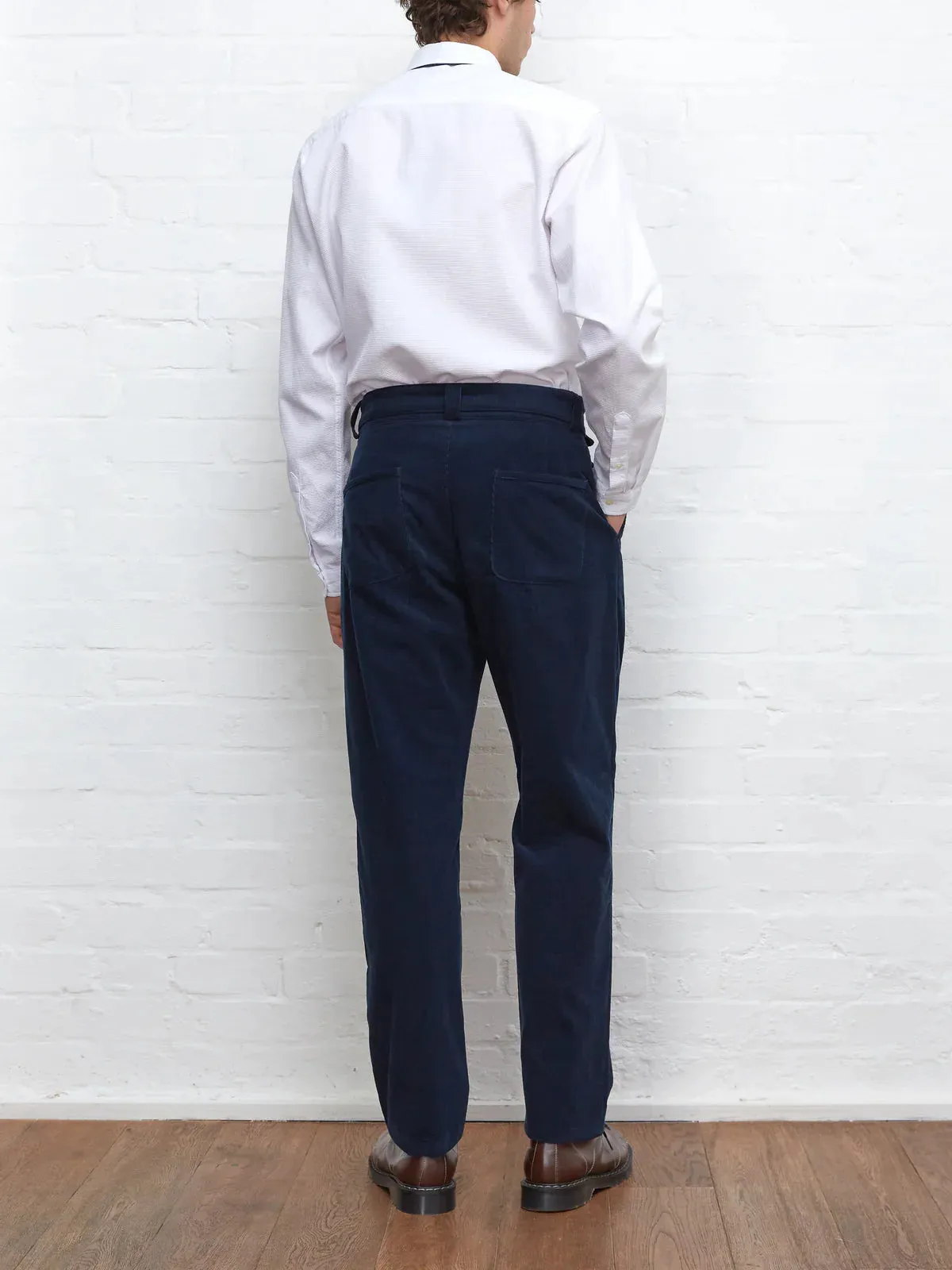 Oliver Spencer Belted Trousers Whitton Cord Navy