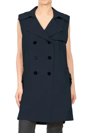 Open Front Double Breasted Trench Jacket