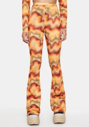 Orange Multi Print Becky Flare Pants