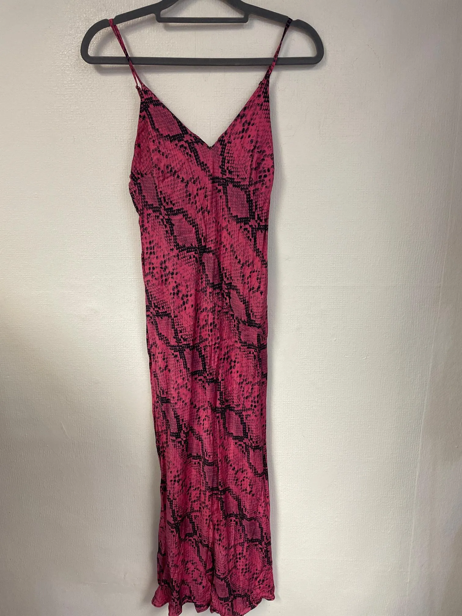 Pink snakeskin midi slip dress, Urban Outfitters, Size 8