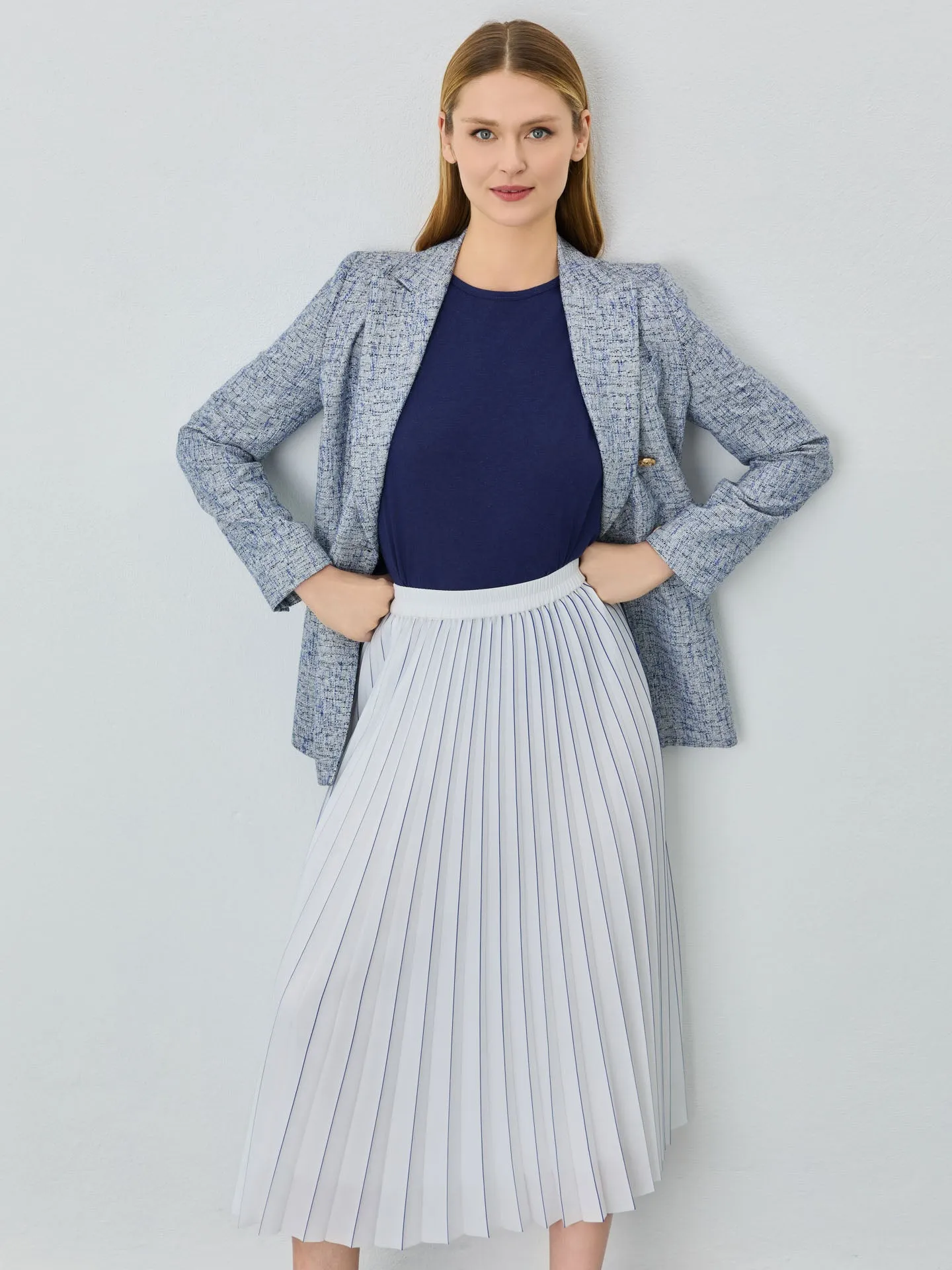 Pleated Skirt With Stripes