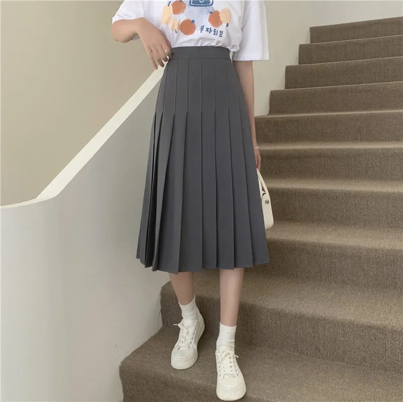 [Plus size] Summer sweet long pleated skirt