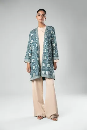 Printed Khaddar Kimono Jacket | MB-WS24-26