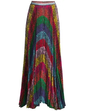 Rainbow Snake Stripe Katz Pleated Maxi Skirt