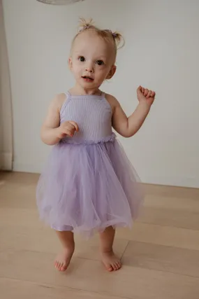 Ribbed Tulle Dress - Lilac