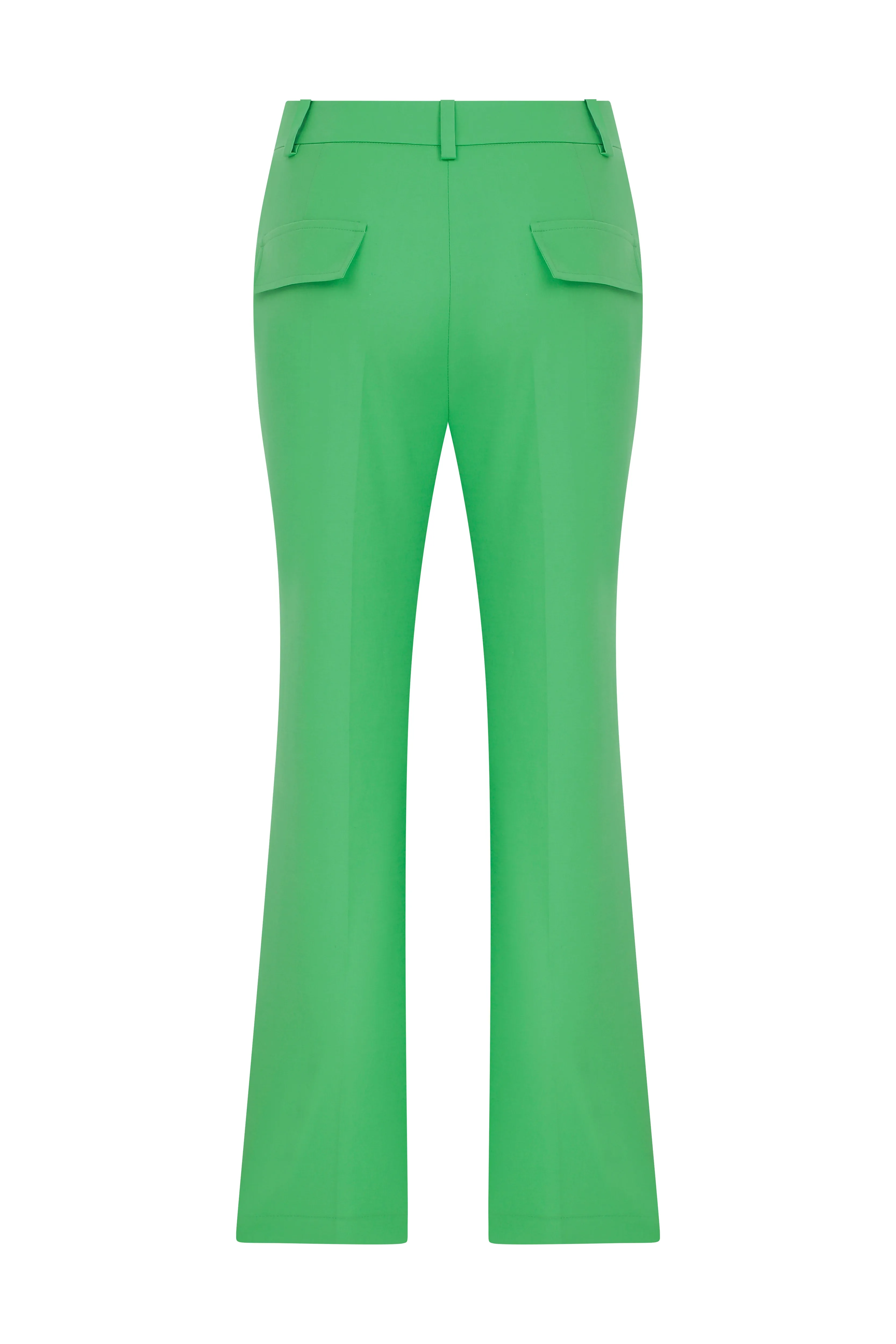 Roman Solid Straight Cut Trousers Green