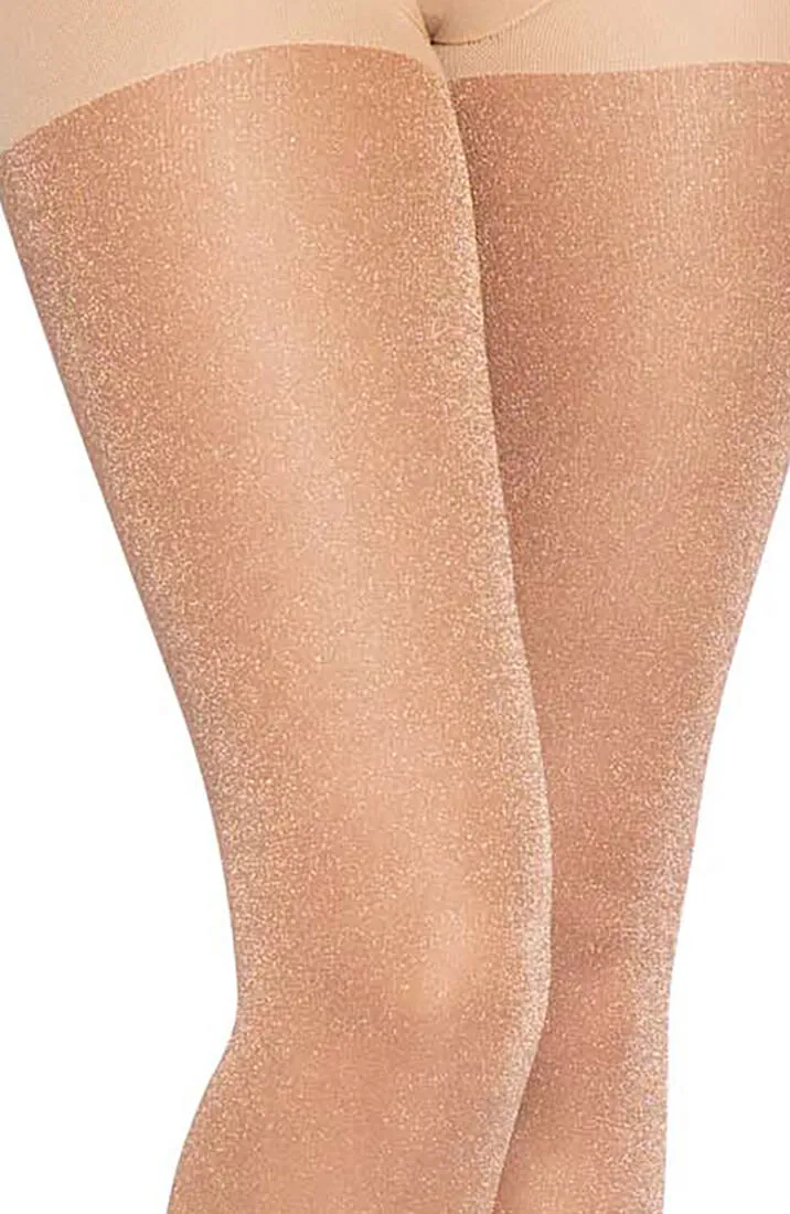 Rose gold tights with glitter