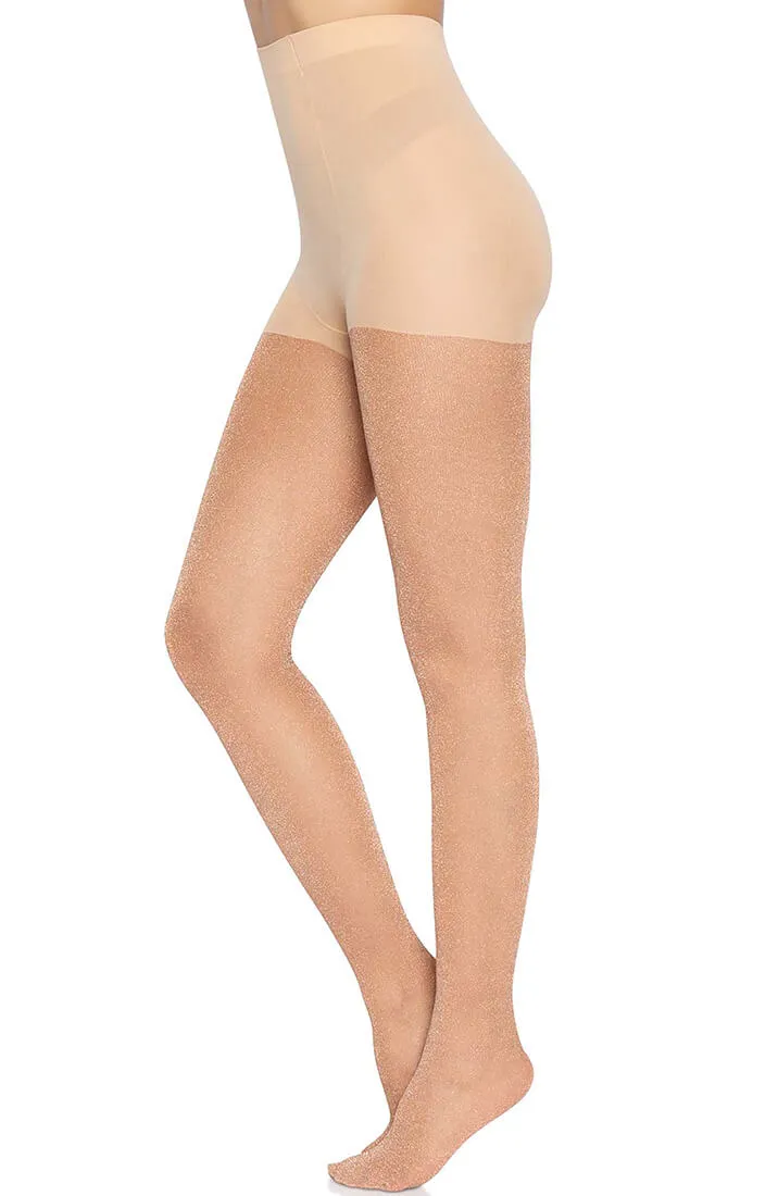 Rose gold tights with glitter