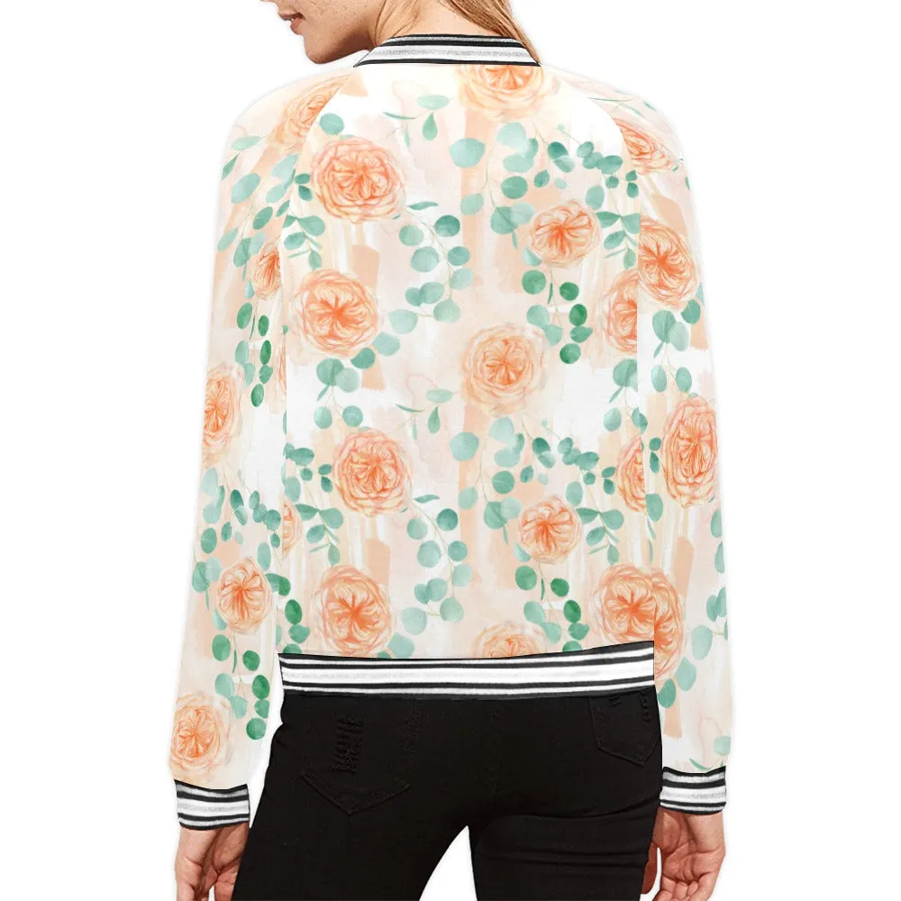 Roses and Eucalyptus Bomber Jacket for Women