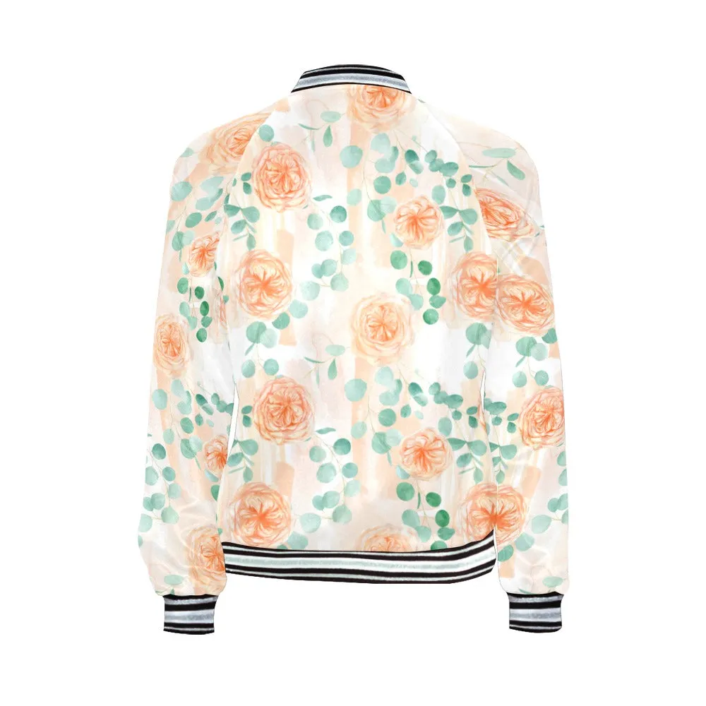 Roses and Eucalyptus Bomber Jacket for Women