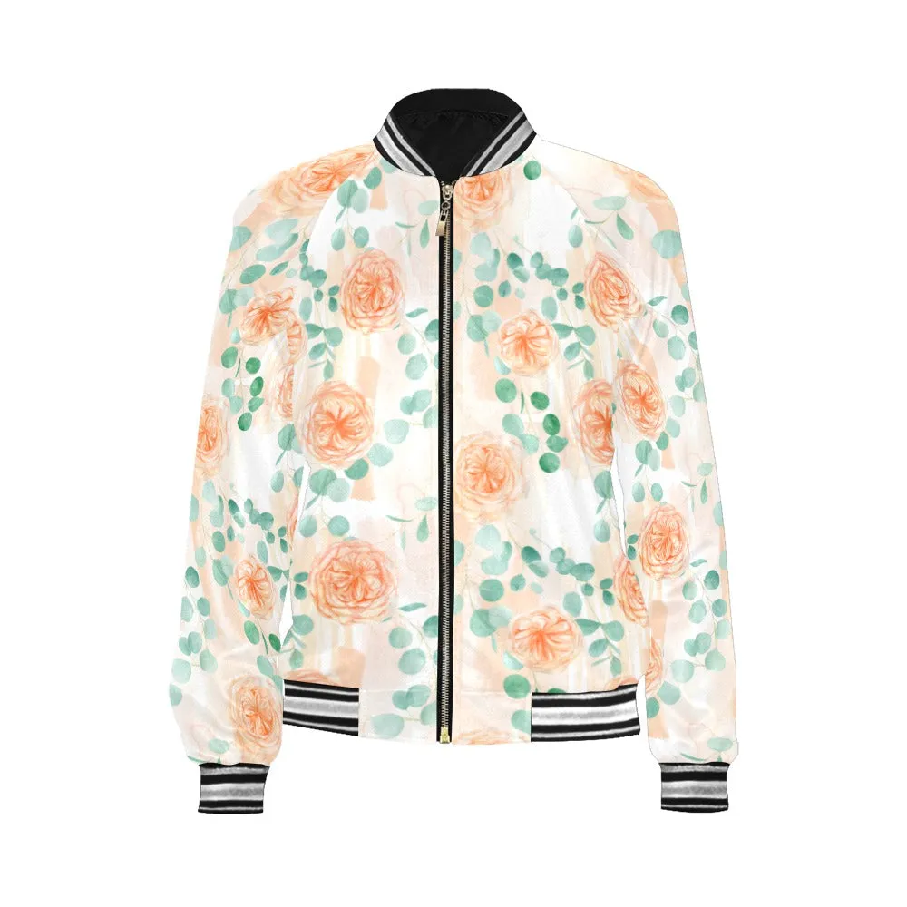 Roses and Eucalyptus Bomber Jacket for Women