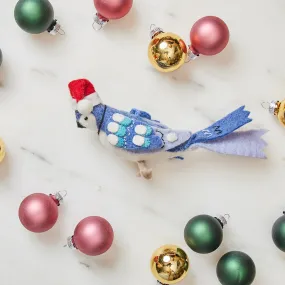 Santa Blue Jay Ornament