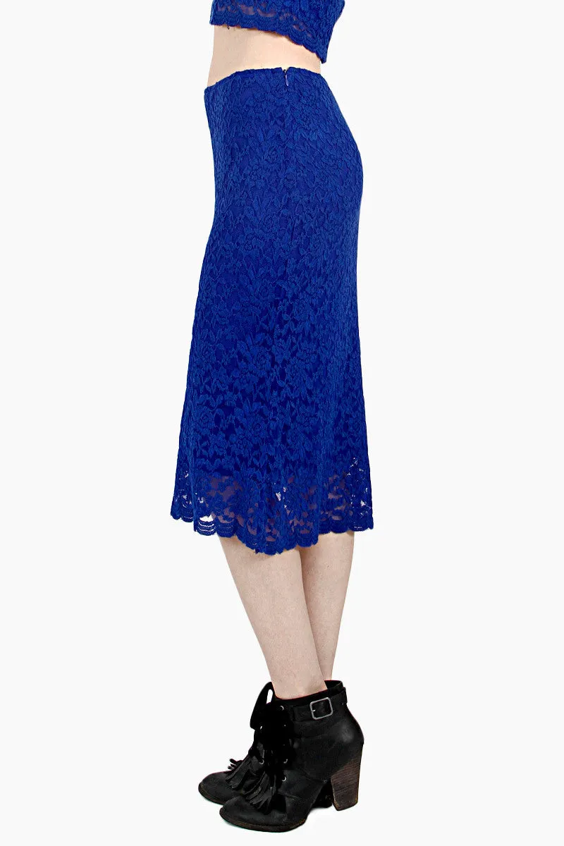 Sapphire Lace Midi Skirt