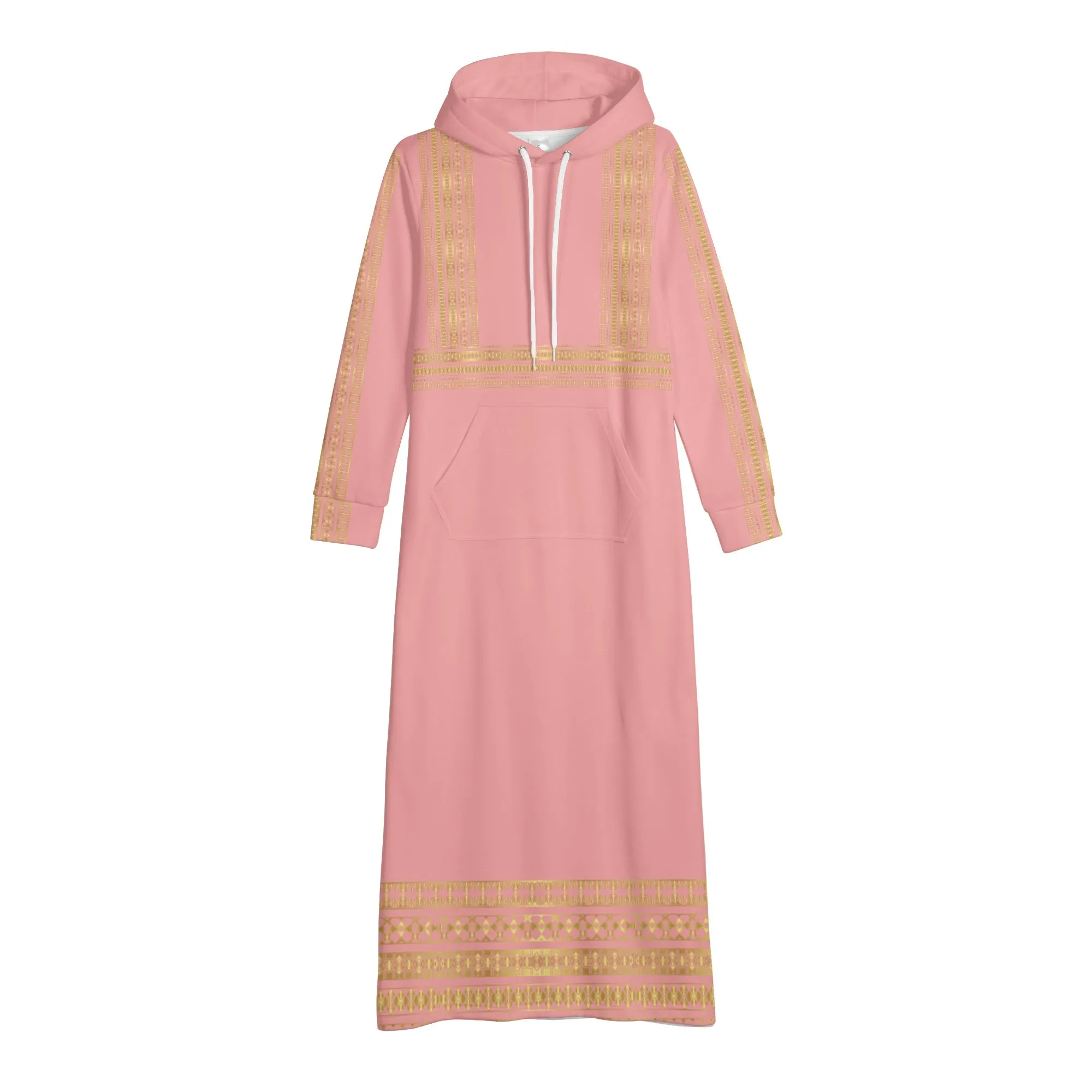 Shimmering Blush Casual Long Hoodie Dress