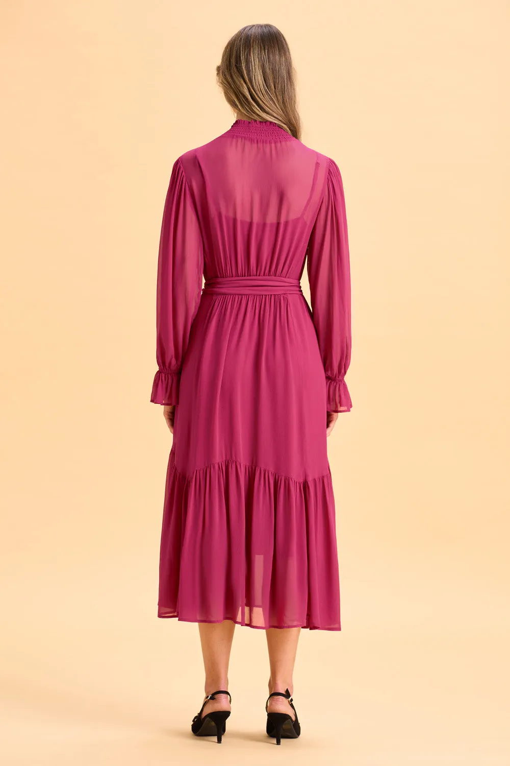 Shirred Midi Dress