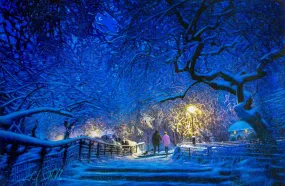 Snowy Evenings And Warm Embraces Canvas by Rob Hefferan