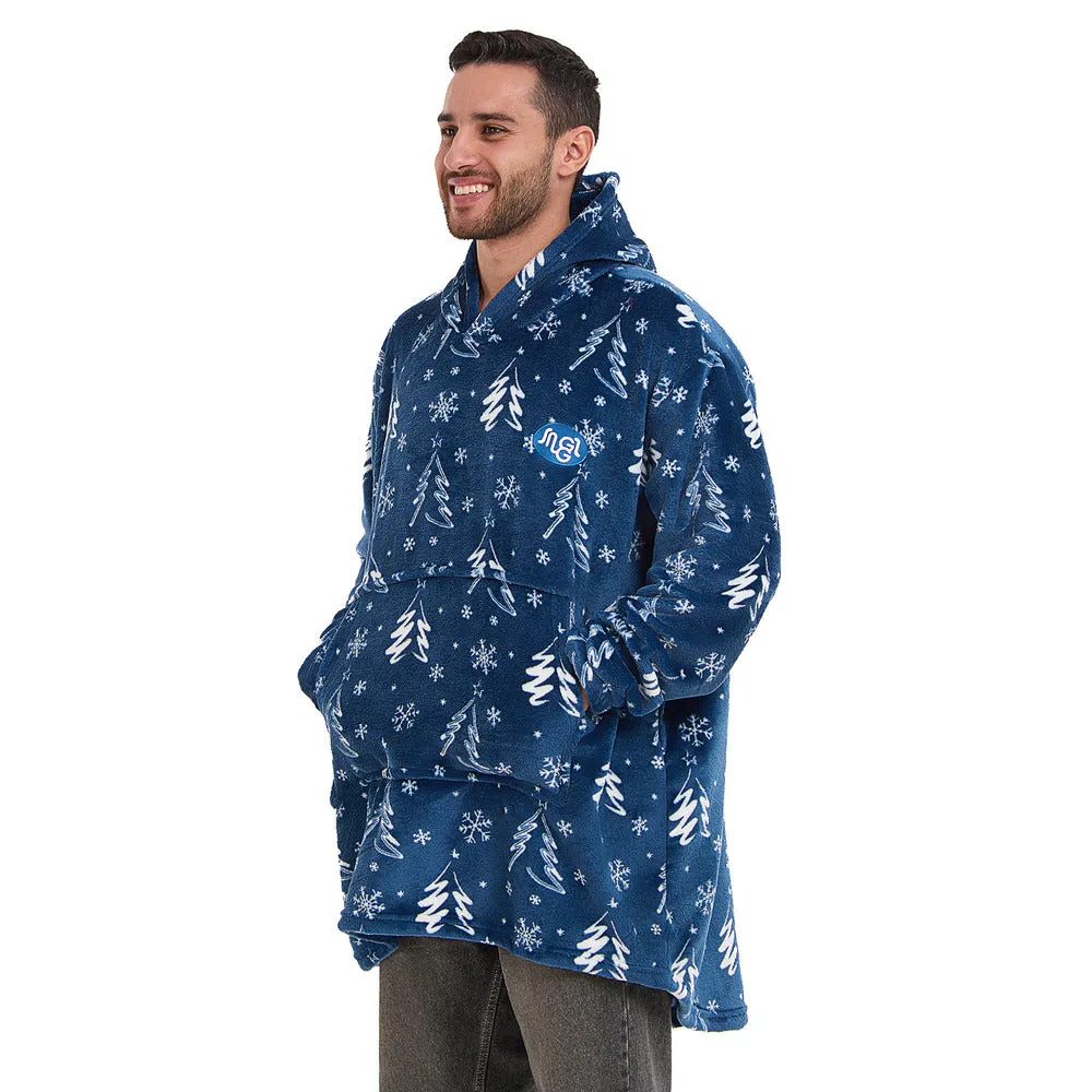 Snuggs Blanket Hoodie Blue Christmas Tree