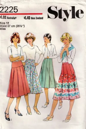 Style 2225 Womens Pleated or Yoked Skirts 1970s Vintage Sewing Pattern Size 12 Waist 26.5 Inches