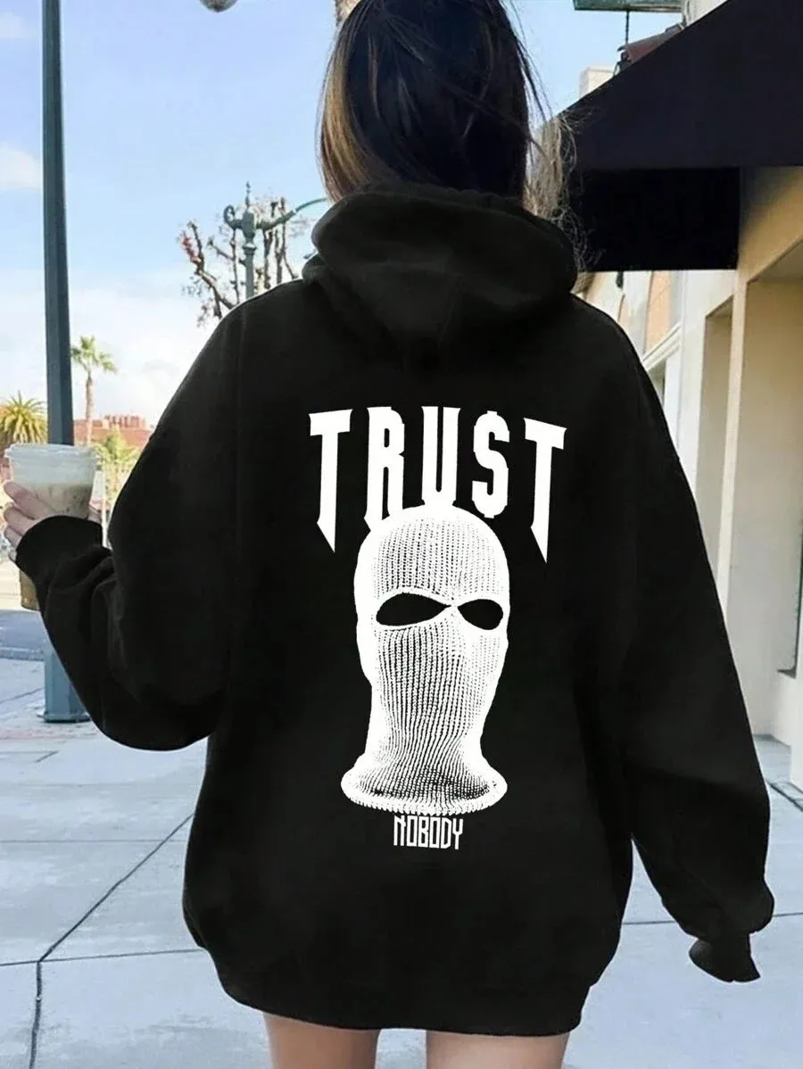 SXV  'trust no body’ Printed Cool Aesthetic Sweatshirt Hoodie