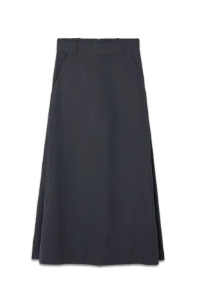 Tailored Linen-Blend Midi Skirt