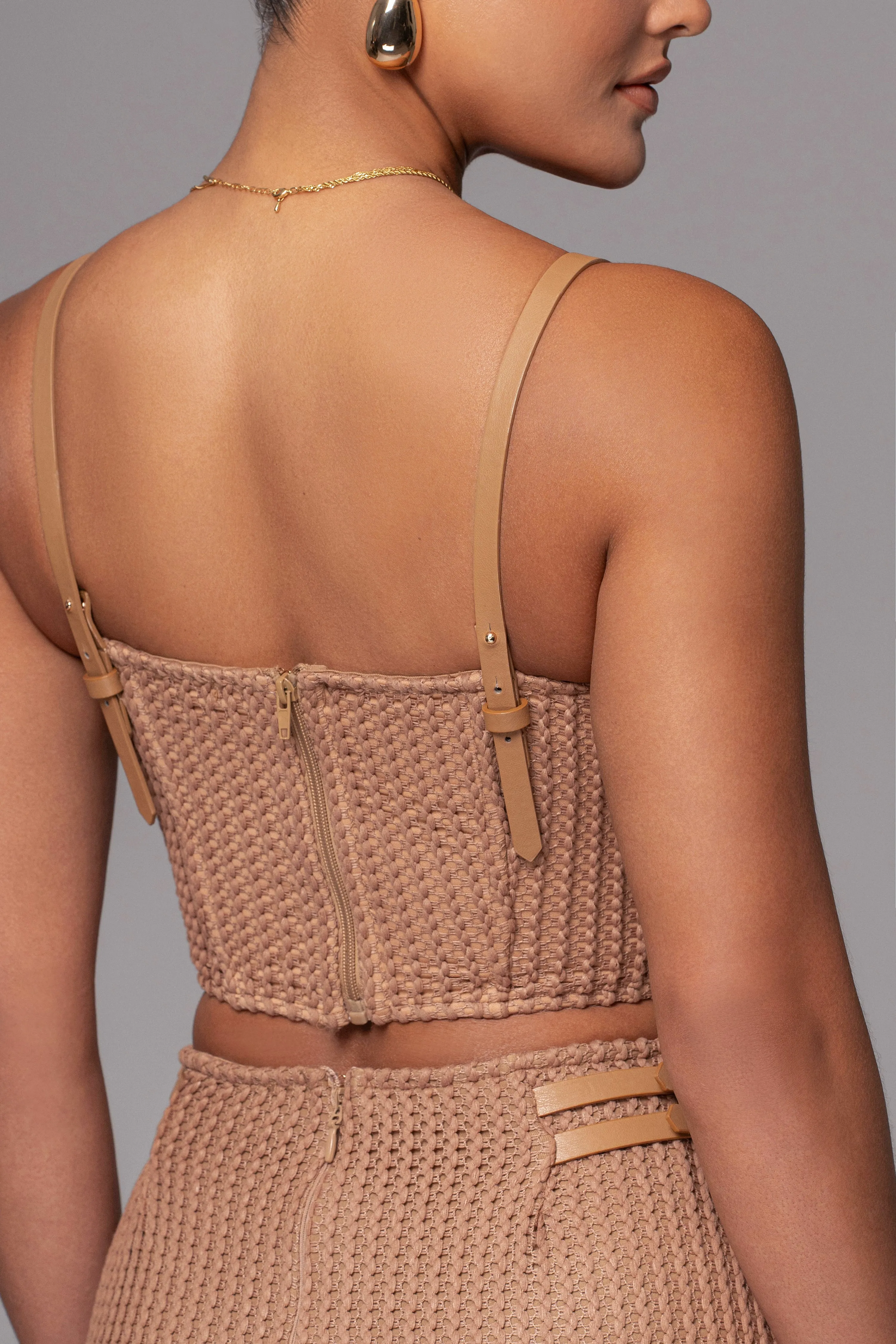 Tan Textured Harley Corset Top