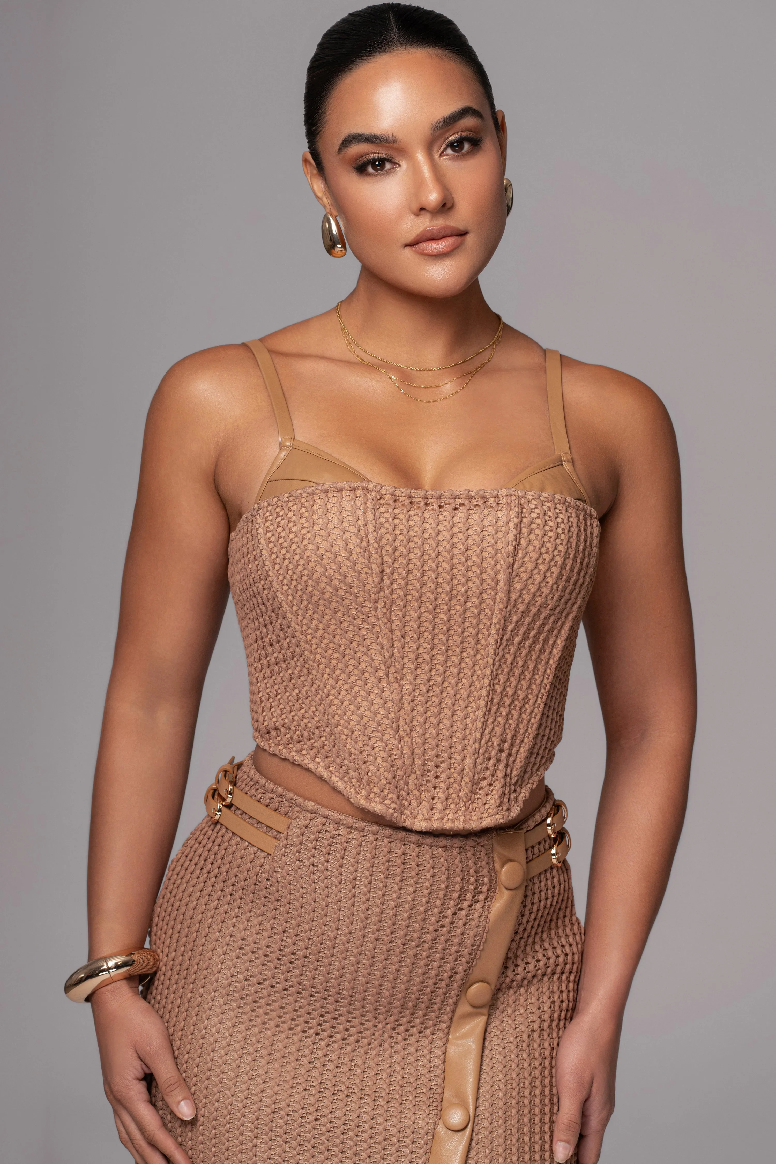 Tan Textured Harley Corset Top