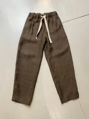 Tariff Pants in Brown Herringbone Linen