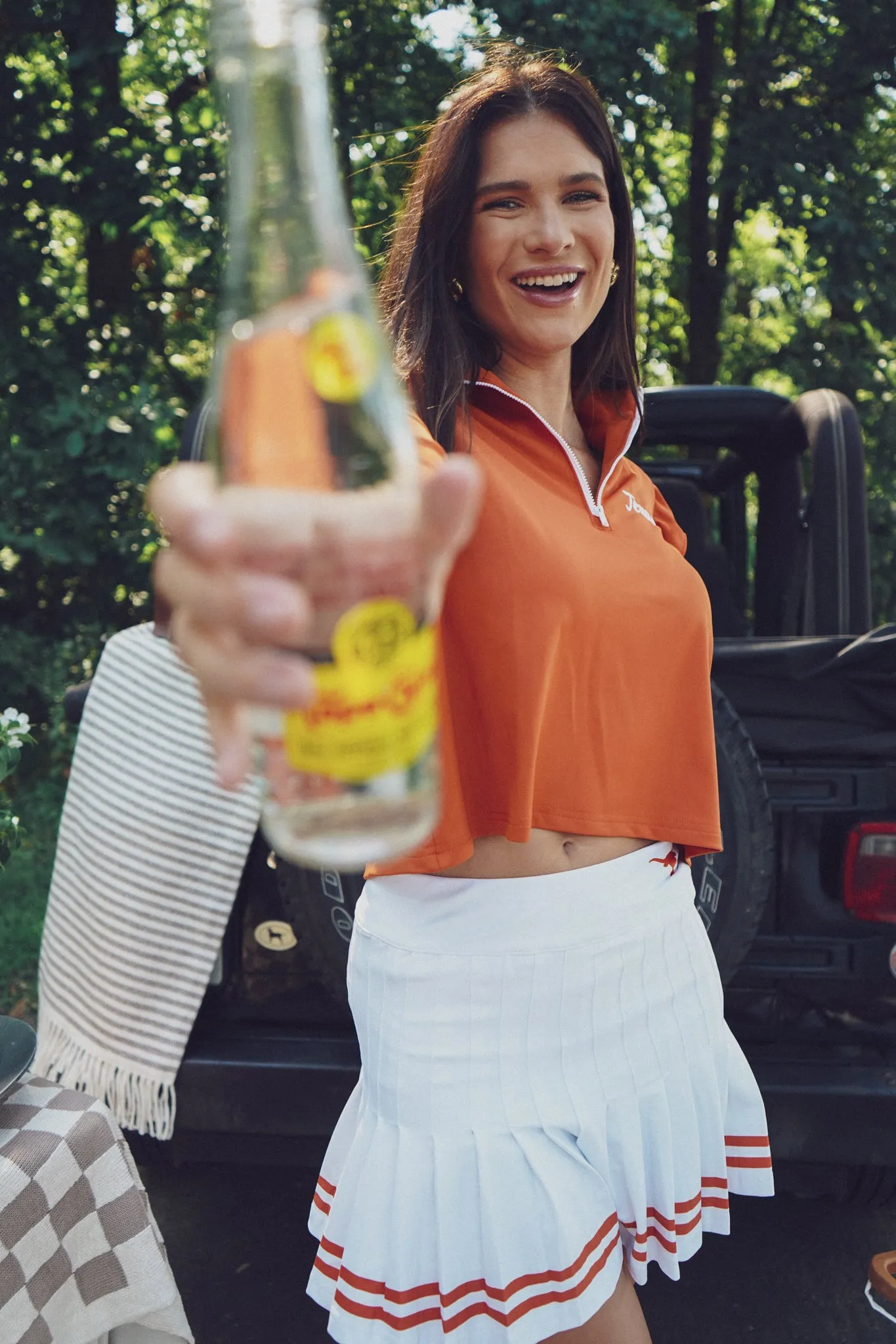 The Gwen Skort - White with Texas Burnt Orange