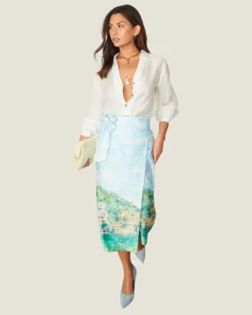 The Venice: Scenery Wrap Midi Skirt