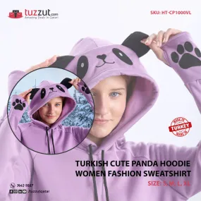 Turkish Cute Panda Hoodie Women Fashion Sweatshirt-Violet