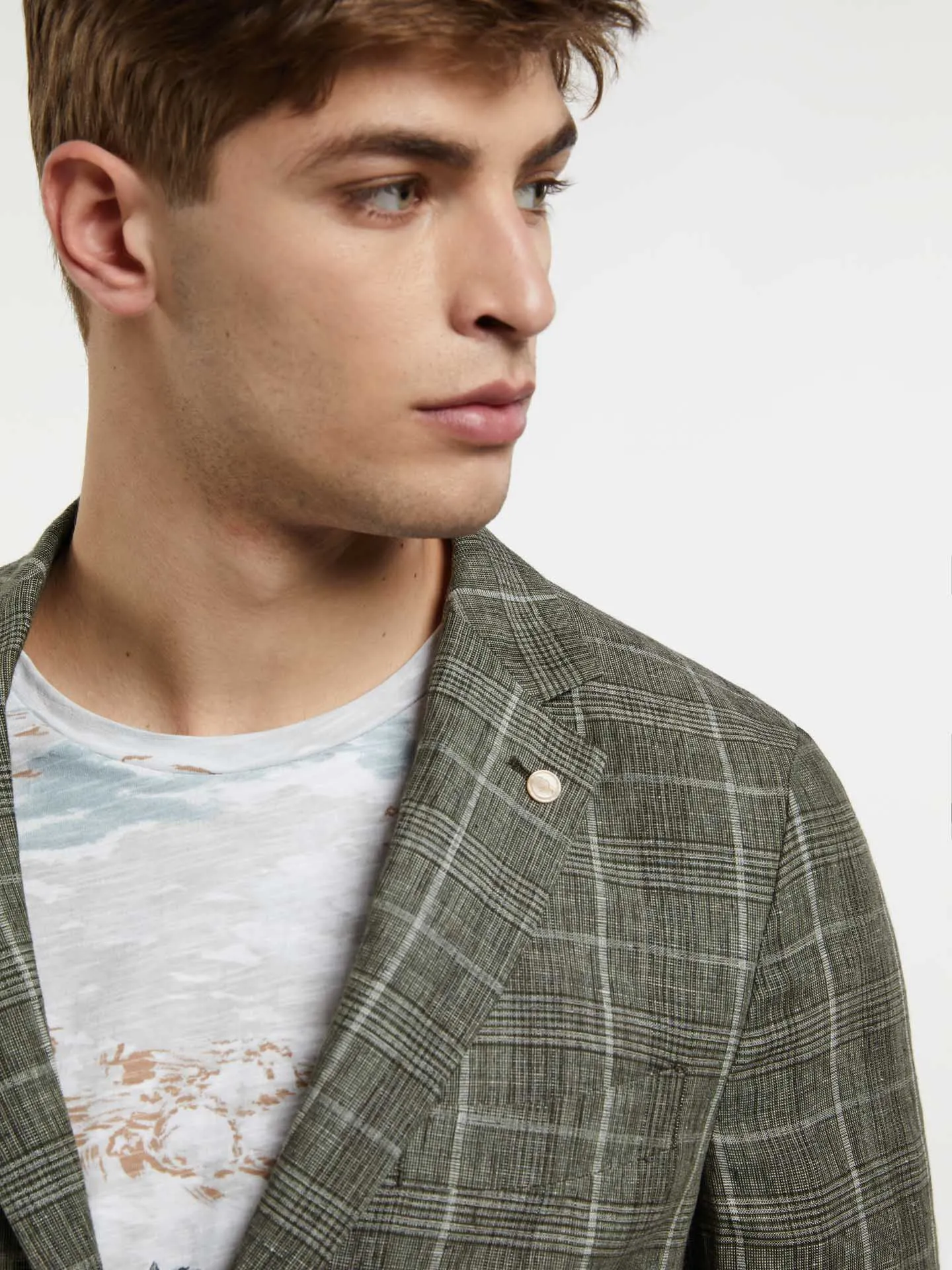 Unstructured Checks Linen Blazer