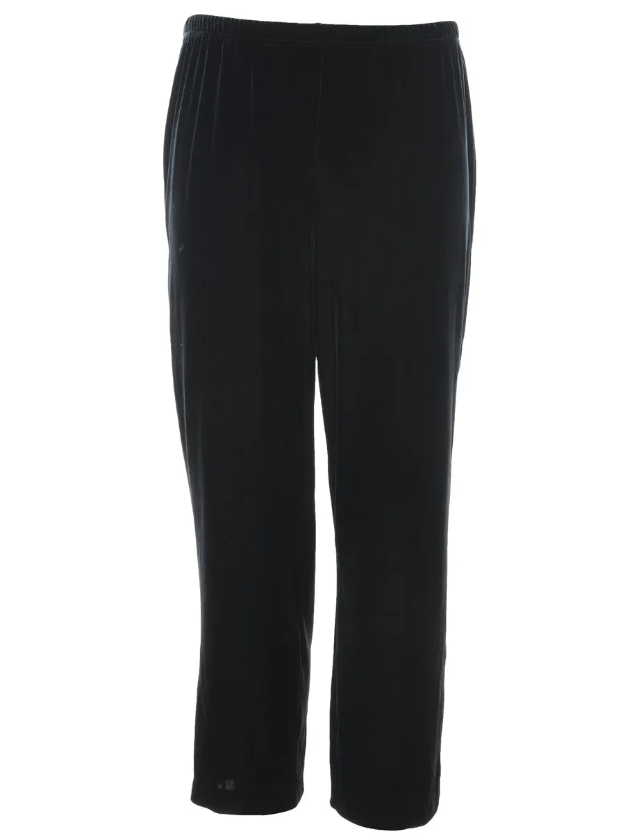 Velvet Fabric Black Trousers - W28 L27