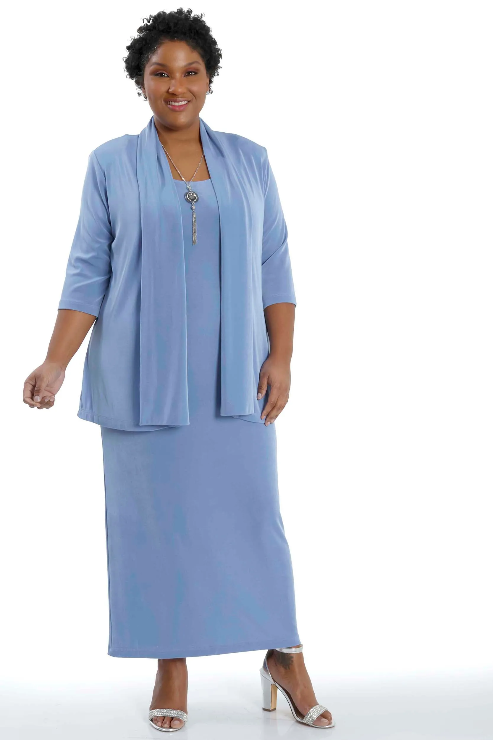 Vikki Vi Classic Powder Blue 3/4 Sleeve Kimono Jacket