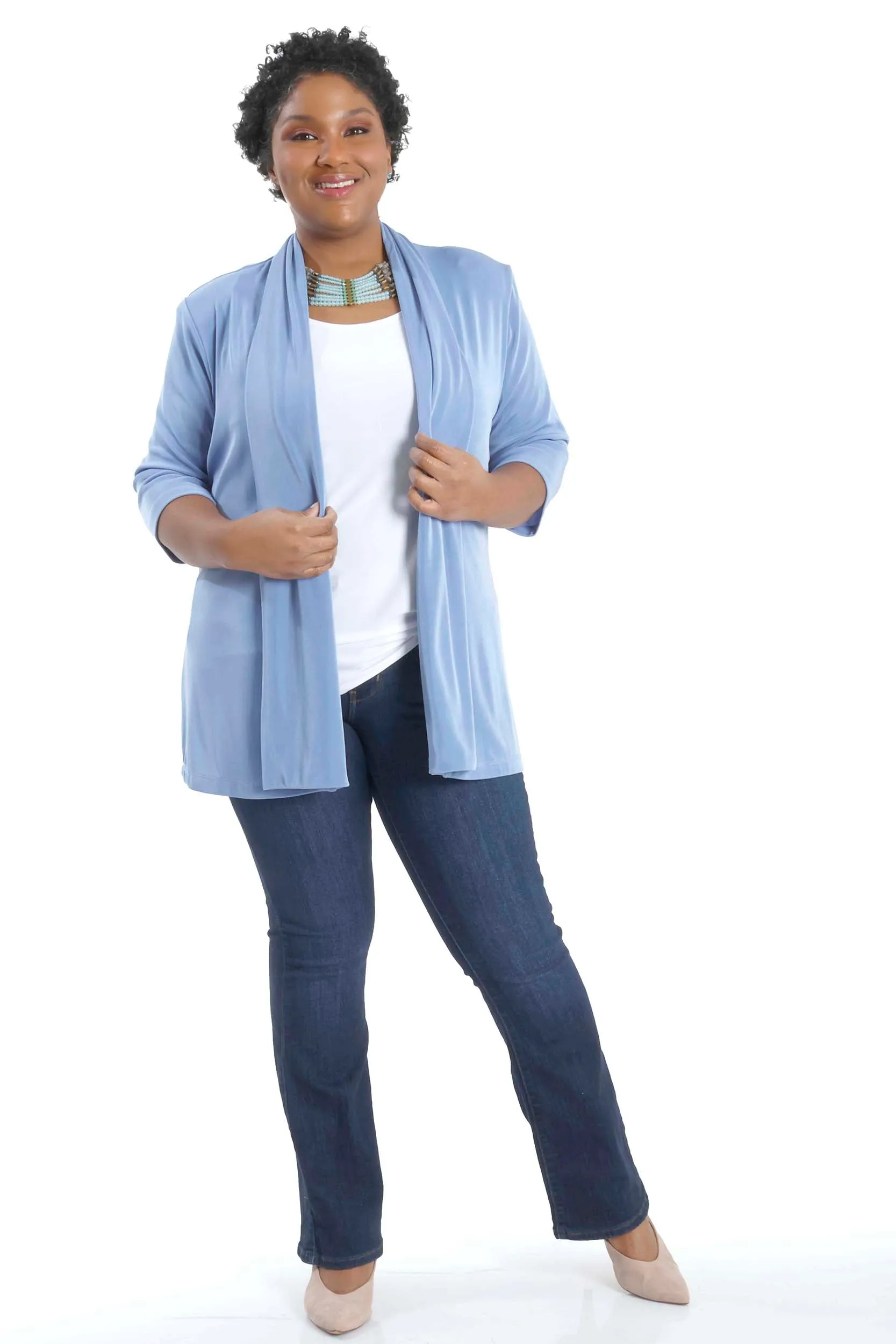 Vikki Vi Classic Powder Blue 3/4 Sleeve Kimono Jacket