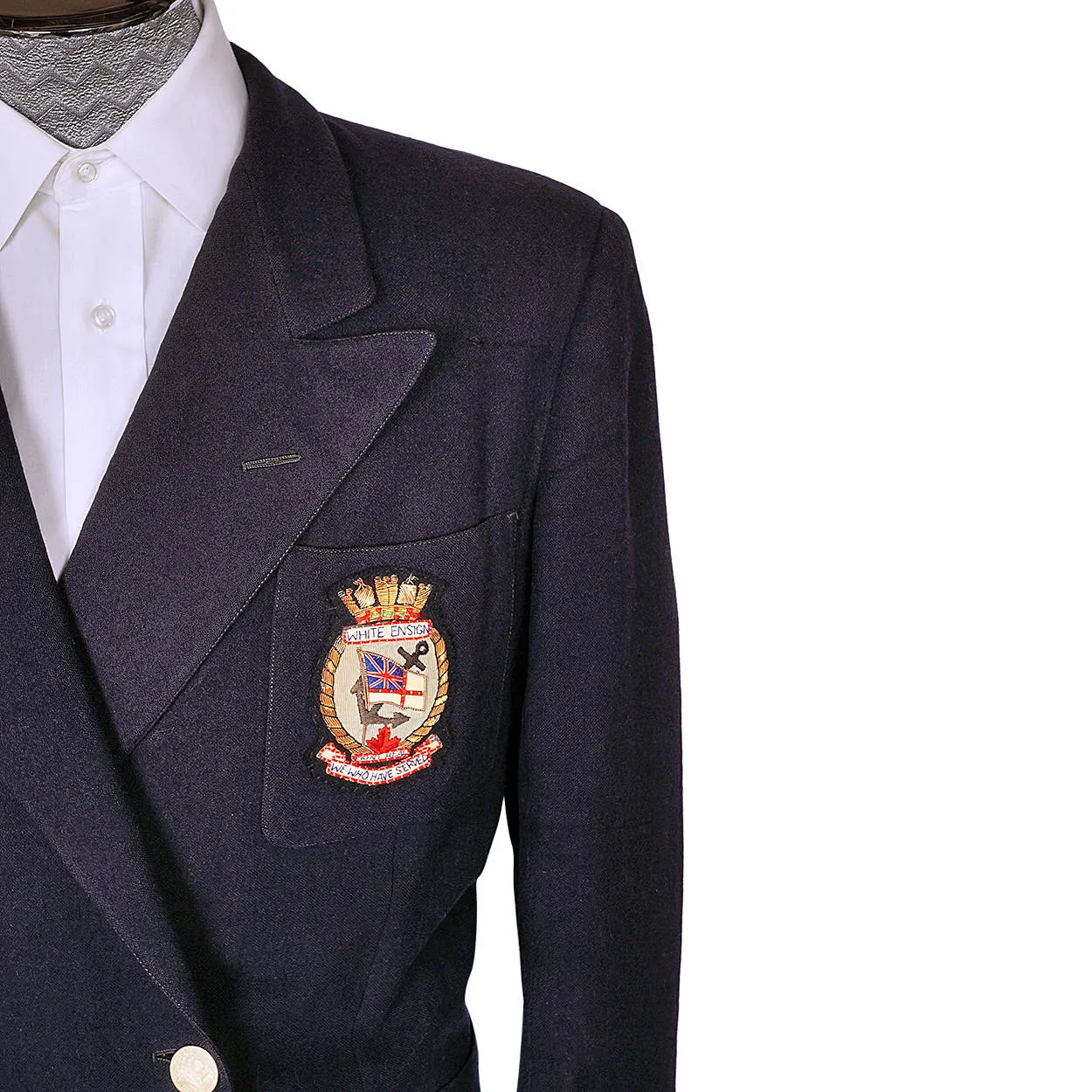 Vintage RCN 1940s White Ensign Club Crest Blue Blazer Canadian Naval Veteran