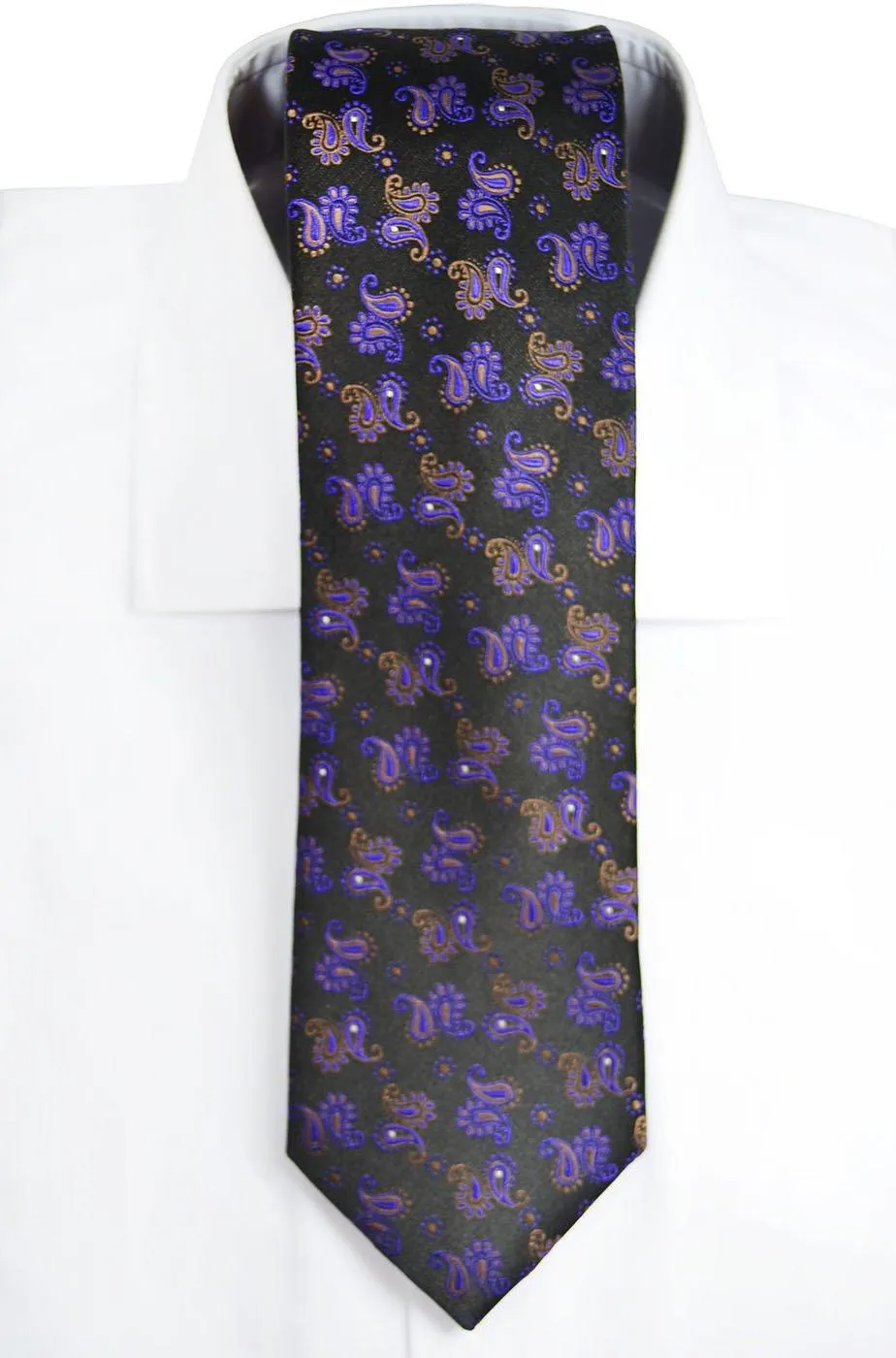 Violet and Black Paisley Silk Men's Tie and Accessories by Paul Malone