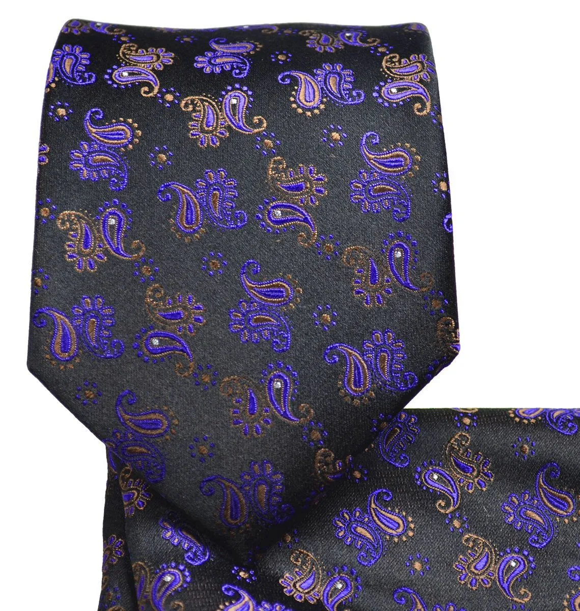 Violet and Black Paisley Silk Men's Tie and Accessories by Paul Malone