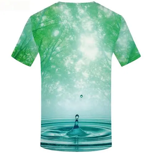 Water T shirts Men Forest T-shirts 3d Green Tshirts Casual Sky T-shirts Graphic Short Sleeve summer Men/women S-5XL Slim O-Neck