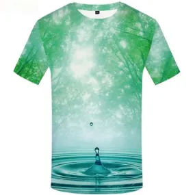 Water T shirts Men Forest T-shirts 3d Green Tshirts Casual Sky T-shirts Graphic Short Sleeve summer Men/women S-5XL Slim O-Neck