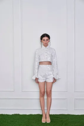 White Shirt With Shorts Co Ord