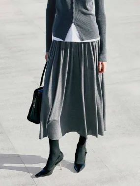 Wide Waist Pleated Skirt