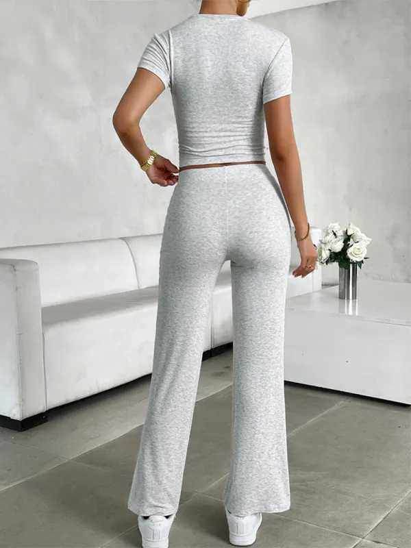 Women Essential Lounge Wear - Flared Pants and Tee