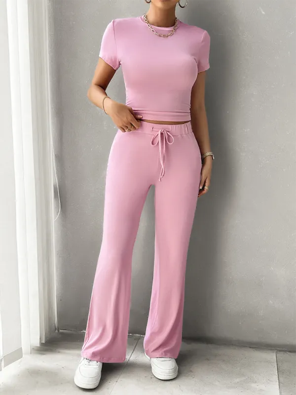 Women Essential Lounge Wear - Flared Pants and Tee