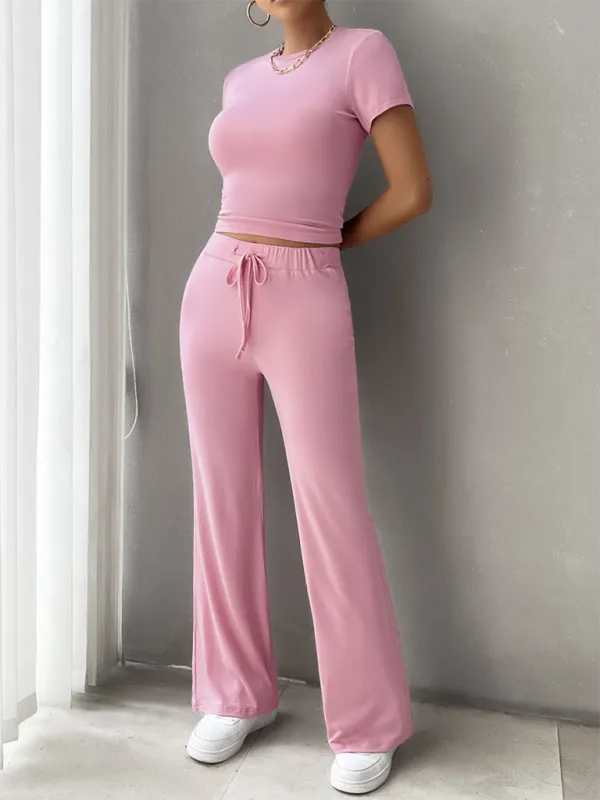 Women Essential Lounge Wear - Flared Pants and Tee