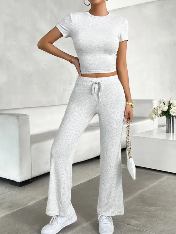 Women Essential Lounge Wear - Flared Pants and Tee