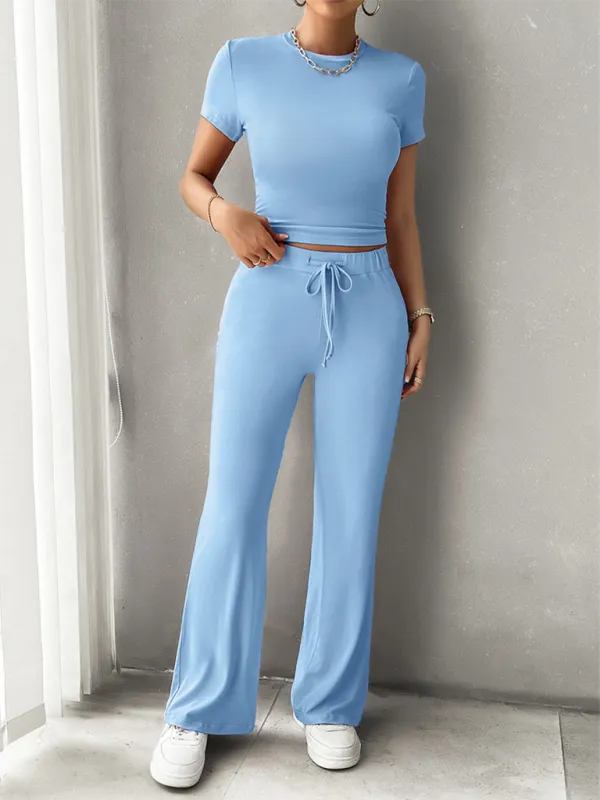 Women Essential Lounge Wear - Flared Pants and Tee