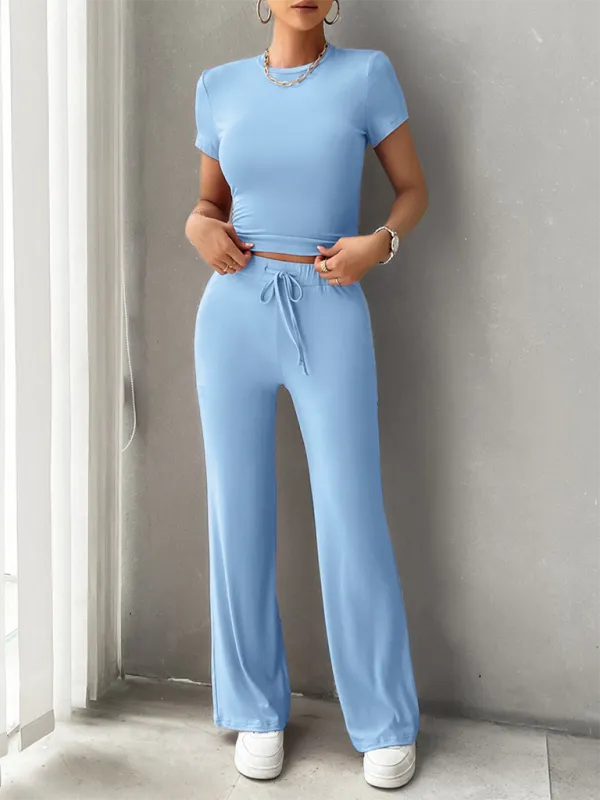 Women Essential Lounge Wear - Flared Pants and Tee