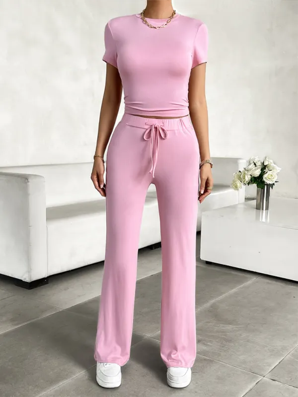 Women Essential Lounge Wear - Flared Pants and Tee